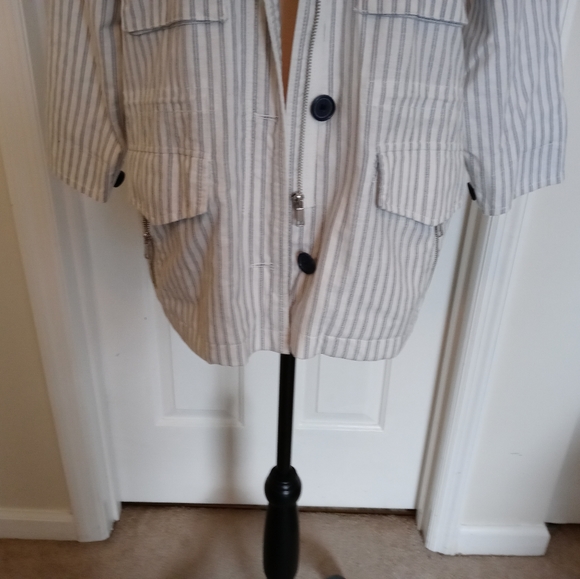 Joie Cristi White and Blue Stripe Utility Jacket - Picture 9 of 16